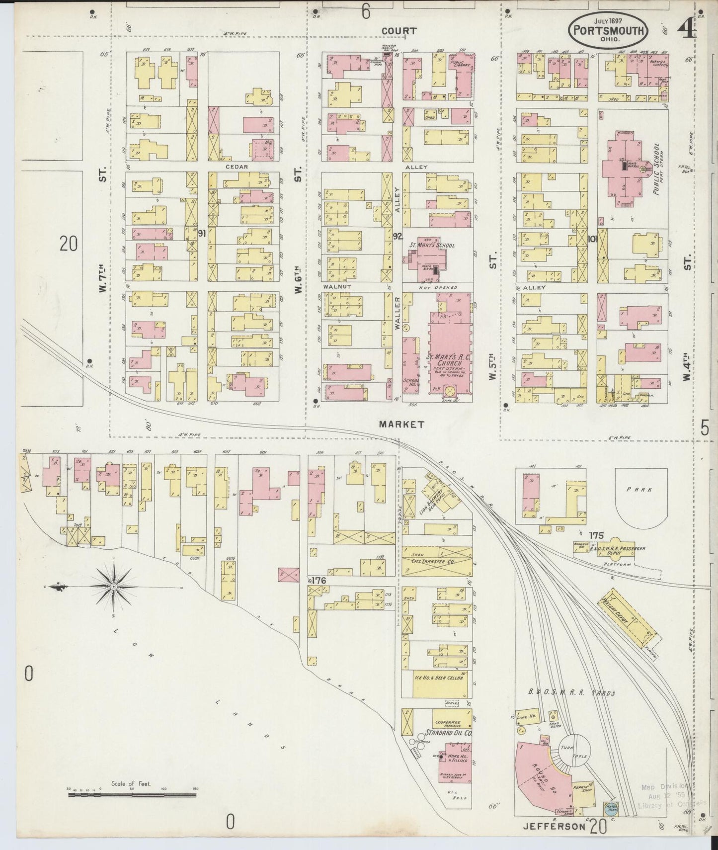 Sanborn Fire Insurance Map from Portsmouth, Scioto County, Ohio (1897), Sheet #0004 - Complete Map Set gallery image, historic Sanborn map, vintage wall art, Ohio Ohio