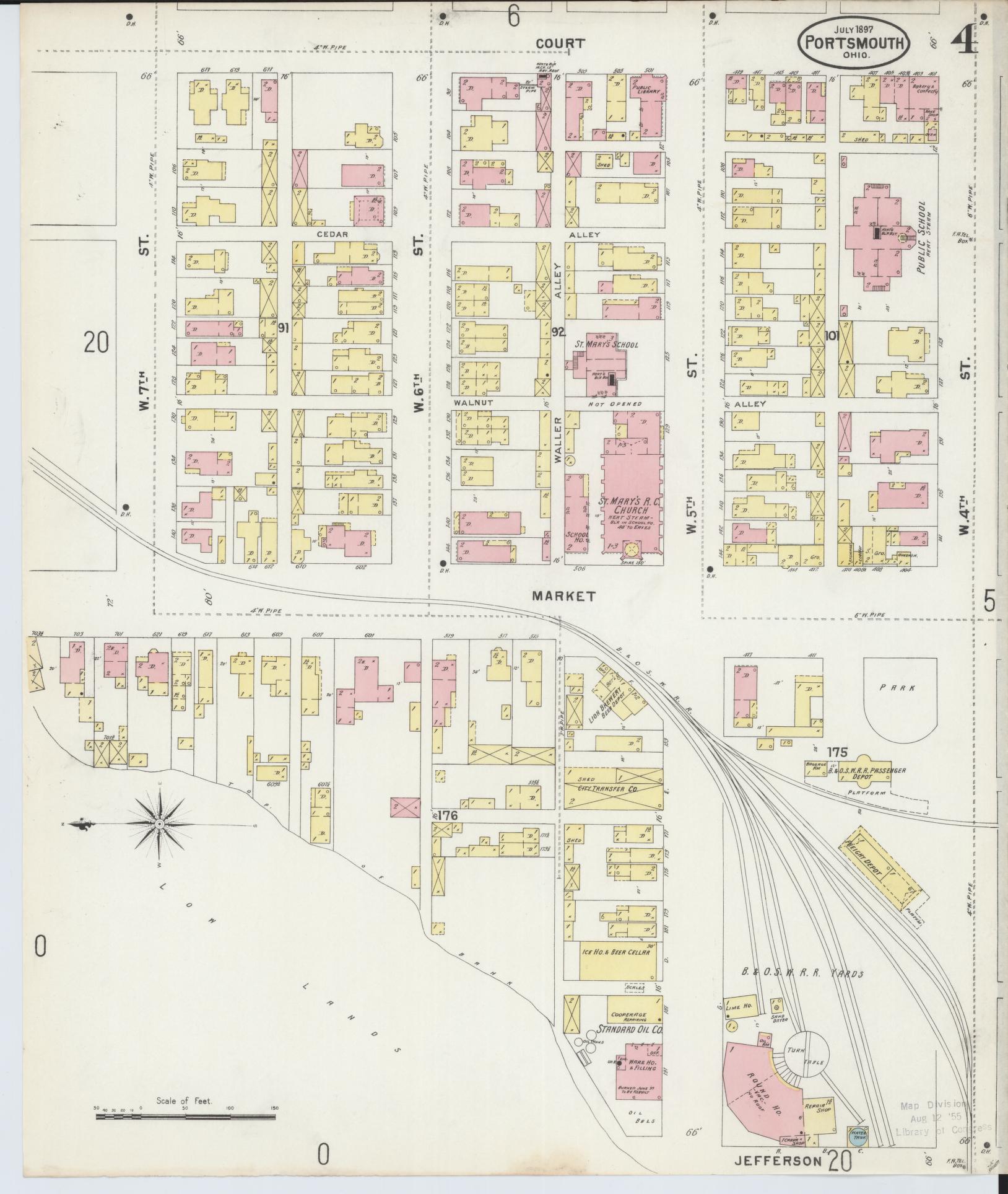 Sanborn Fire Insurance Map from Portsmouth, Scioto County, Ohio (1897), Sheet #0004 - Complete Map Set gallery image, historic Sanborn map, vintage wall art, Ohio Ohio