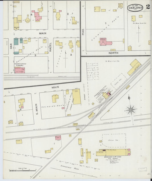 Sanborn Fire Insurance Map from Oakland, Coles County, Illinois (1893), Sheet #0002 - Historic Sanborn Fire Insurance Map Print, vintage old map wall art, antique decor, genealogy gift, Illinois Illinois map