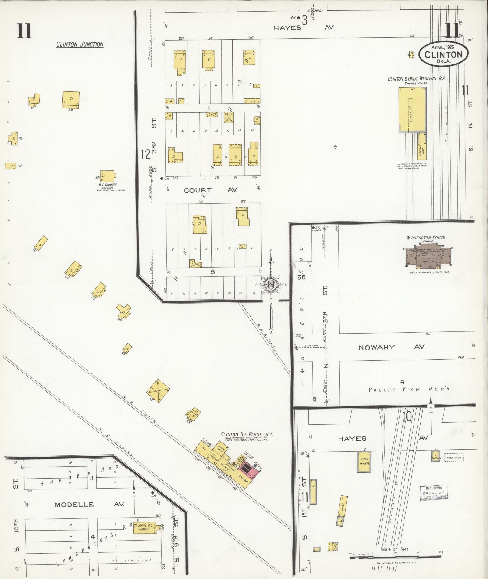 Sanborn Fire Insurance Map from Clinton, Custer County, Oklahoma (1926), Sheet #0011 - Complete Map Set gallery image, historic Sanborn map, vintage wall art, Oklahoma Oklahoma