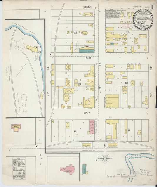 Sanborn Fire Insurance Map from Aitkin, Aitkin County, Minnesota (1892), Sheet #0001 - Complete Map Set gallery image, historic Sanborn map, vintage wall art, Minnesota Minnesota