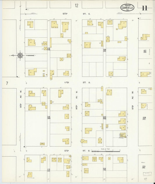 Sanborn Fire Insurance Map from Cordele, Crisp County, Georgia (1913), Sheet #0011 - Historic Sanborn Fire Insurance Map Print, vintage old map wall art, antique decor, genealogy gift, Georgia Georgia map