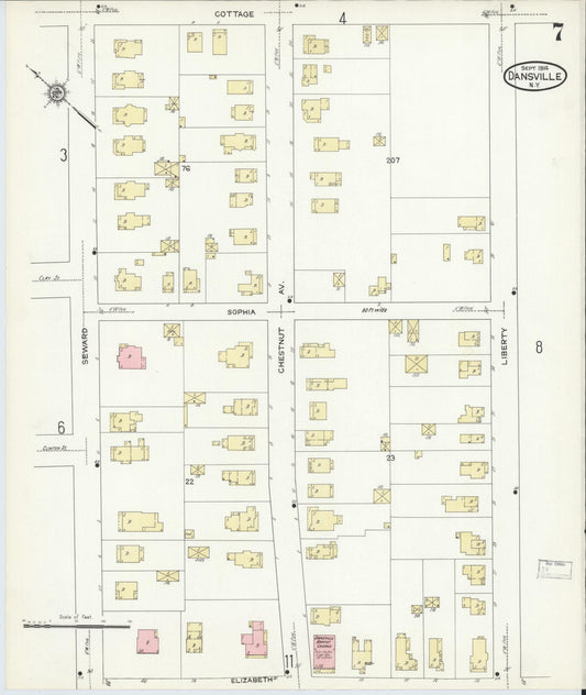 Sanborn Fire Insurance Map from Dansville, Livingston County, New York (1914), Sheet #0007 - Historic Sanborn Fire Insurance Map Print, vintage old map wall art, antique decor, genealogy gift, New York New York map
