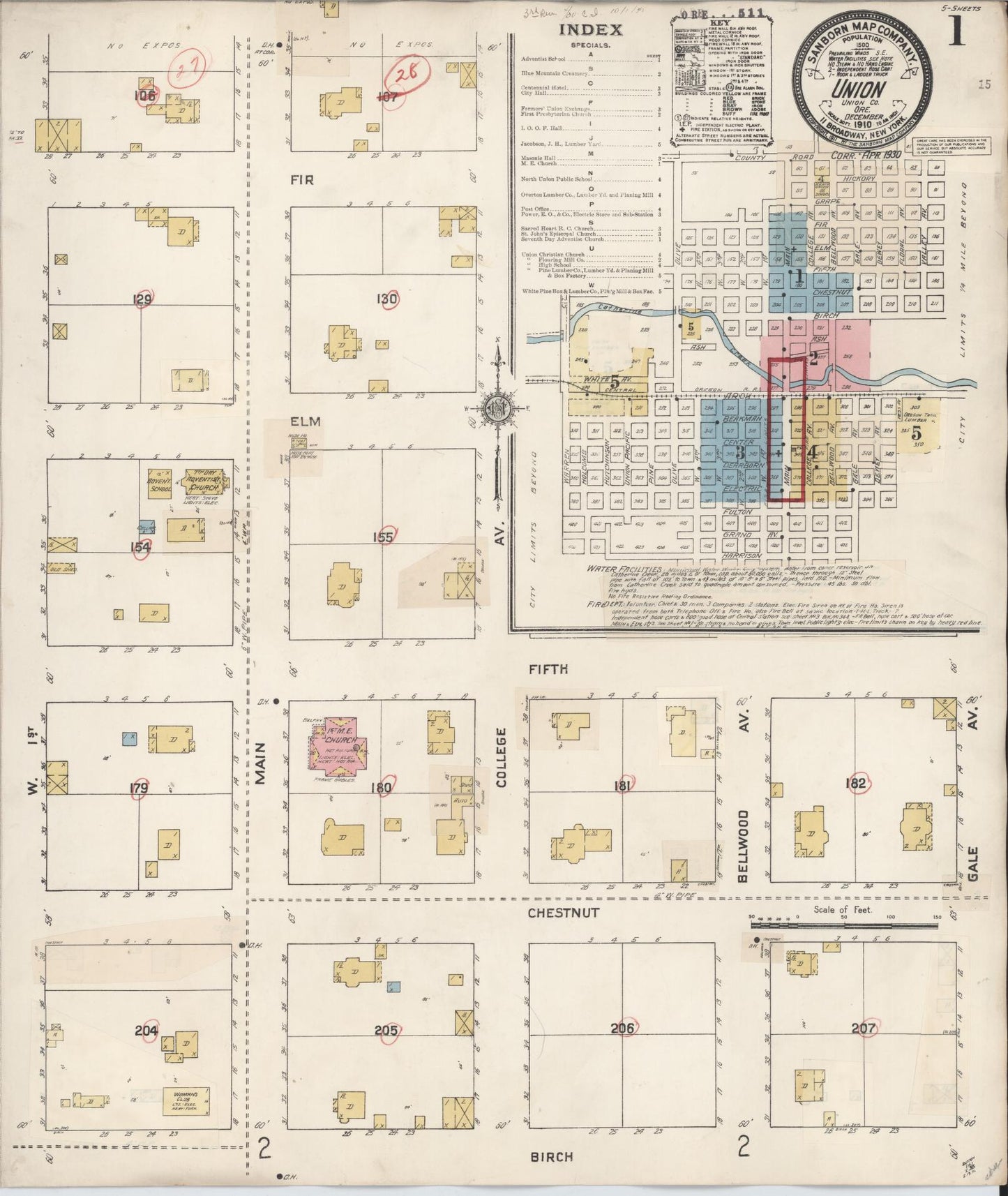 Sanborn Fire Insurance Map from Union, Union County, Oregon (1930), Sheet #0001 - Historic Sanborn Fire Insurance Map Print, vintage old map wall art, antique decor, genealogy gift, Oregon Oregon map