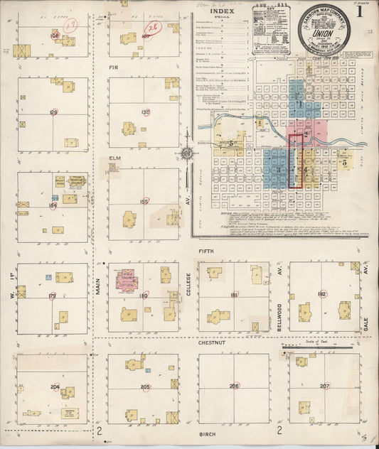 Sanborn Fire Insurance Map from Union, Union County, Oregon (1930), Sheet #0001 - Historic Sanborn Fire Insurance Map Print, vintage old map wall art, antique decor, genealogy gift, Oregon Oregon map