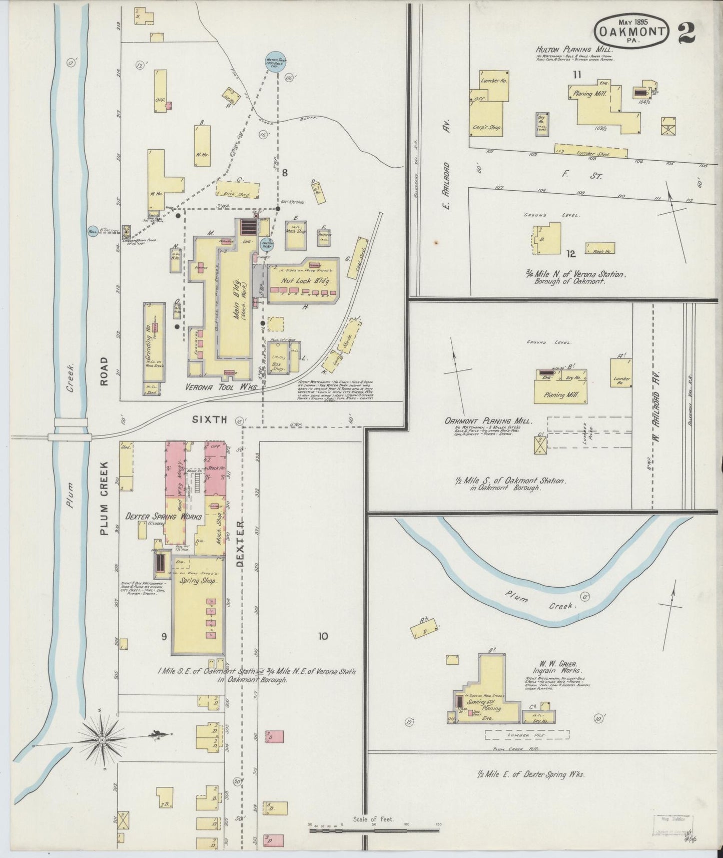 Sanborn Fire Insurance Map from Oakmont, Allegheny County, Pennsylvania (1895), Sheet #0002 - Complete Map Set gallery image, historic Sanborn map, vintage wall art, Pennsylvania Pennsylvania