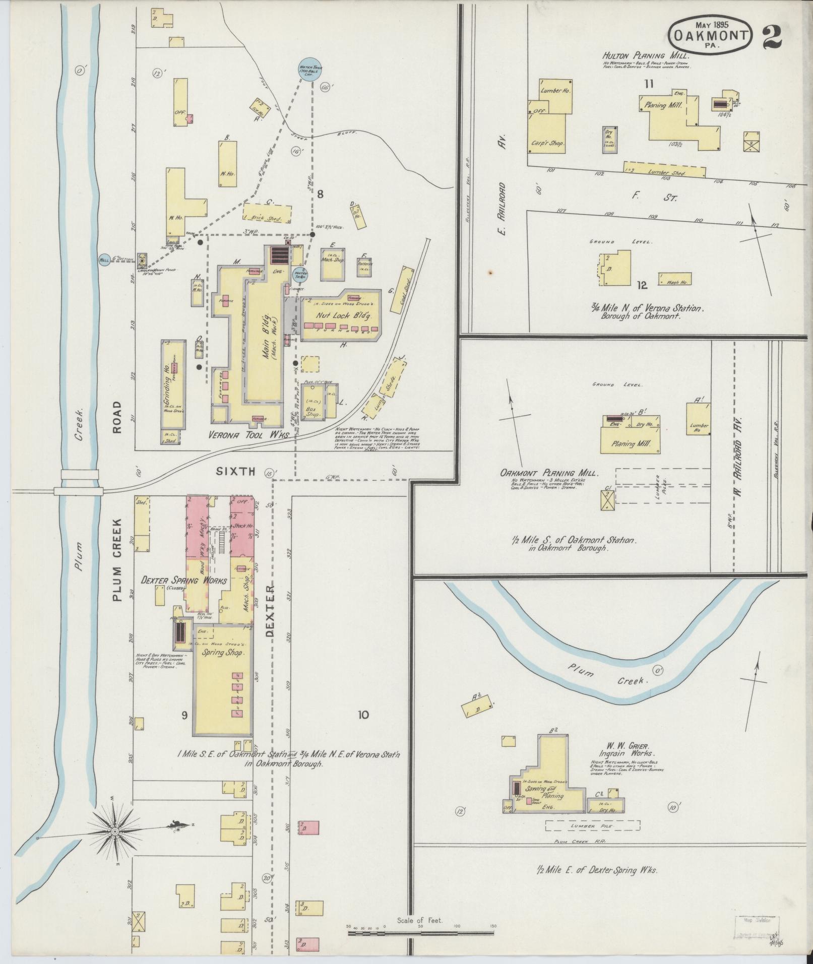 Sanborn Fire Insurance Map from Oakmont, Allegheny County, Pennsylvania (1895), Sheet #0002 - Complete Map Set gallery image, historic Sanborn map, vintage wall art, Pennsylvania Pennsylvania