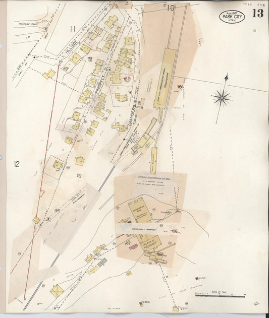 Sanborn Fire Insurance Map from Park City, Summit County, Utah (1940), Sheet #0013 - Historic Sanborn Fire Insurance Map Print, vintage old map wall art, antique decor, genealogy gift, Utah Utah map