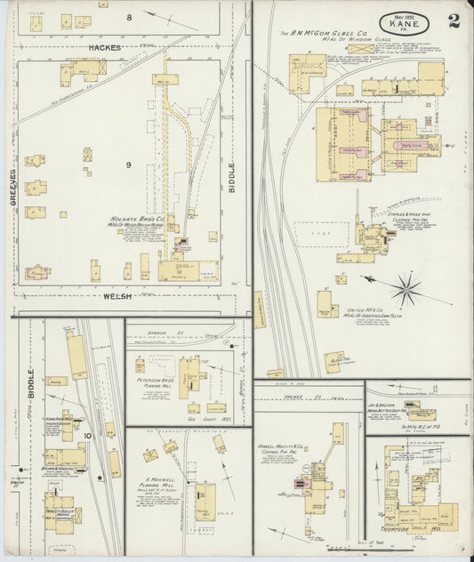 Sanborn Fire Insurance Map from Kane, McKean County, Pennsylvania (1892), Sheet #0002 - Historic Sanborn Fire Insurance Map Print, vintage old map wall art, antique decor, genealogy gift, Pennsylvania Pennsylvania map
