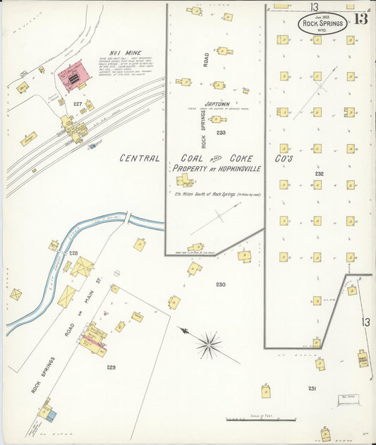 Sanborn Fire Insurance Map from Rock Springs, Sweetwater County, Wyoming (1903), Sheet #0013 - Historic Sanborn Fire Insurance Map Print, vintage old map wall art, antique decor, genealogy gift, Wyoming Wyoming map