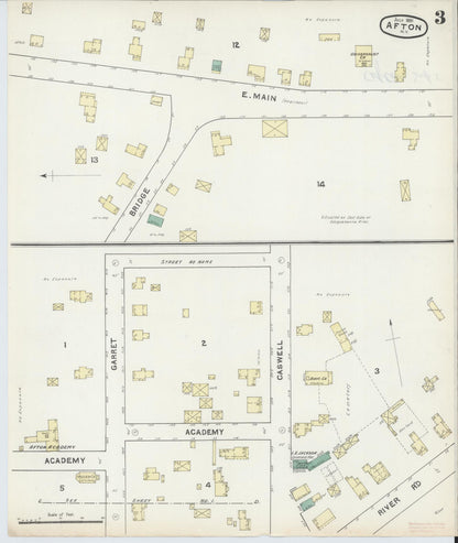 Sanborn Fire Insurance Map from Afton, Chenango County, New York (1891), Sheet #0003 - Complete Map Set gallery image, historic Sanborn map, vintage wall art, New York New York