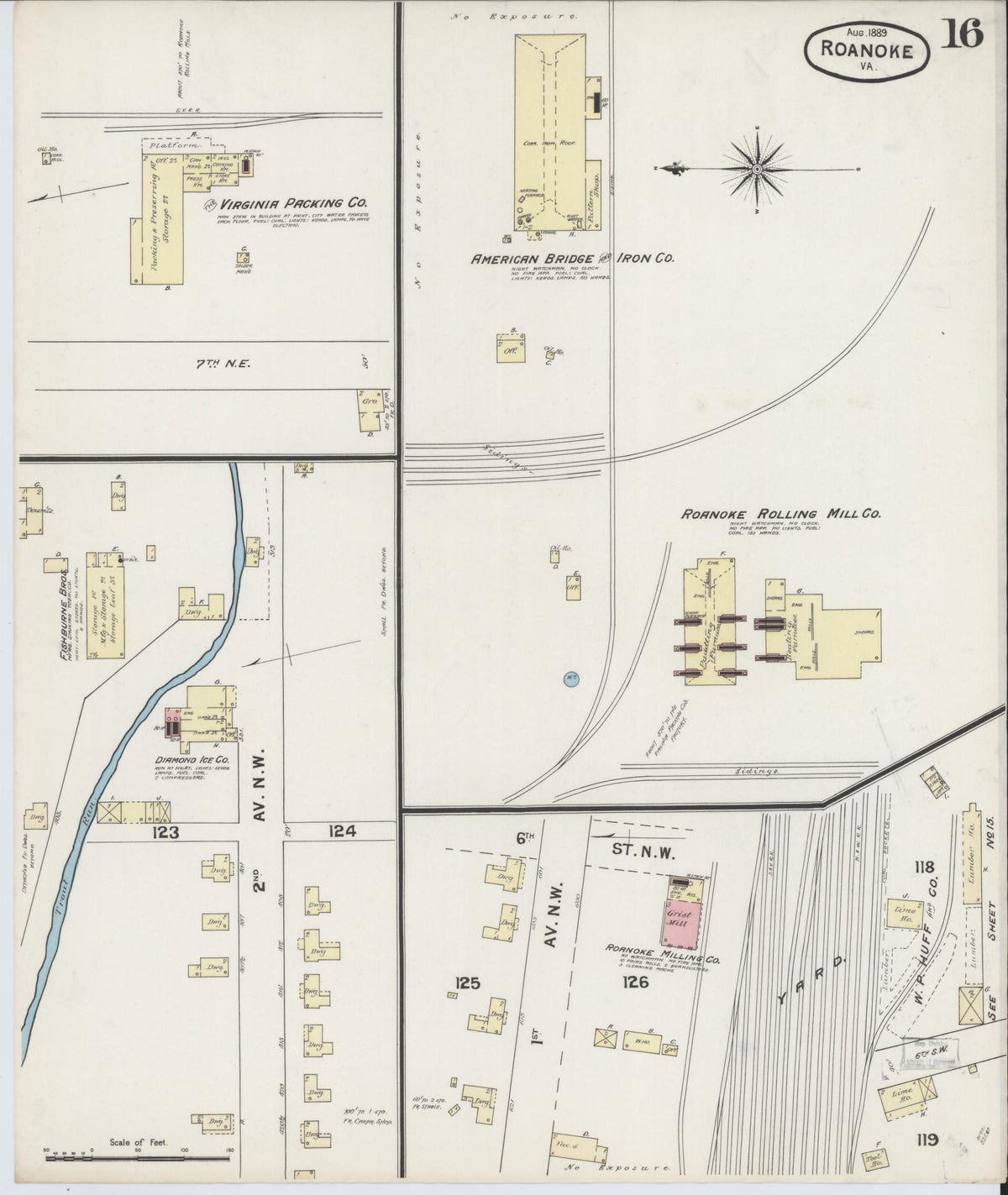 Sanborn Fire Insurance Map from Roanoke, Independent Cities, Virginia (1889), Sheet #0016 - Complete Map Set gallery image, historic Sanborn map, vintage wall art, Virginia Virginia