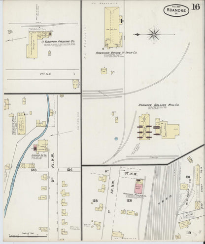 Sanborn Fire Insurance Map from Roanoke, Independent Cities, Virginia (1889), Sheet #0016 - Complete Map Set gallery image, historic Sanborn map, vintage wall art, Virginia Virginia