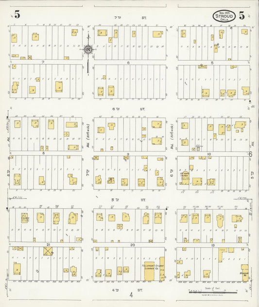 Sanborn Fire Insurance Map from Stroud, Lincoln County, Oklahoma (1925), Sheet #0005 - Historic Sanborn Fire Insurance Map Print, vintage old map wall art, antique decor, genealogy gift, Oklahoma Oklahoma map
