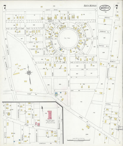 Sanborn Fire Insurance Map from Merrick, Nassau County, New York (1929), Sheet #0007 - Complete Map Set gallery image, historic Sanborn map, vintage wall art, New York New York