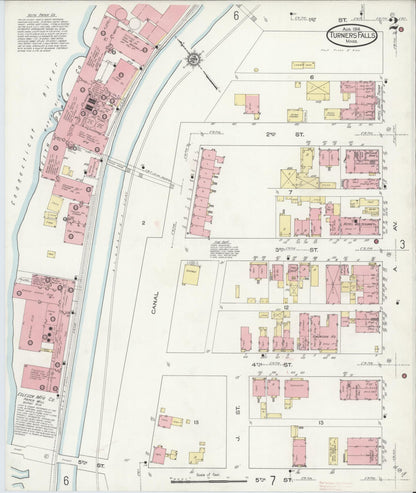 Sanborn Fire Insurance Map from Turners Falls, Franklin County, Massachusetts (1914), Sheet #0002 - Historic Sanborn Fire Insurance Map Print, vintage old map wall art, antique decor, genealogy gift, Massachusetts Massachusetts map
