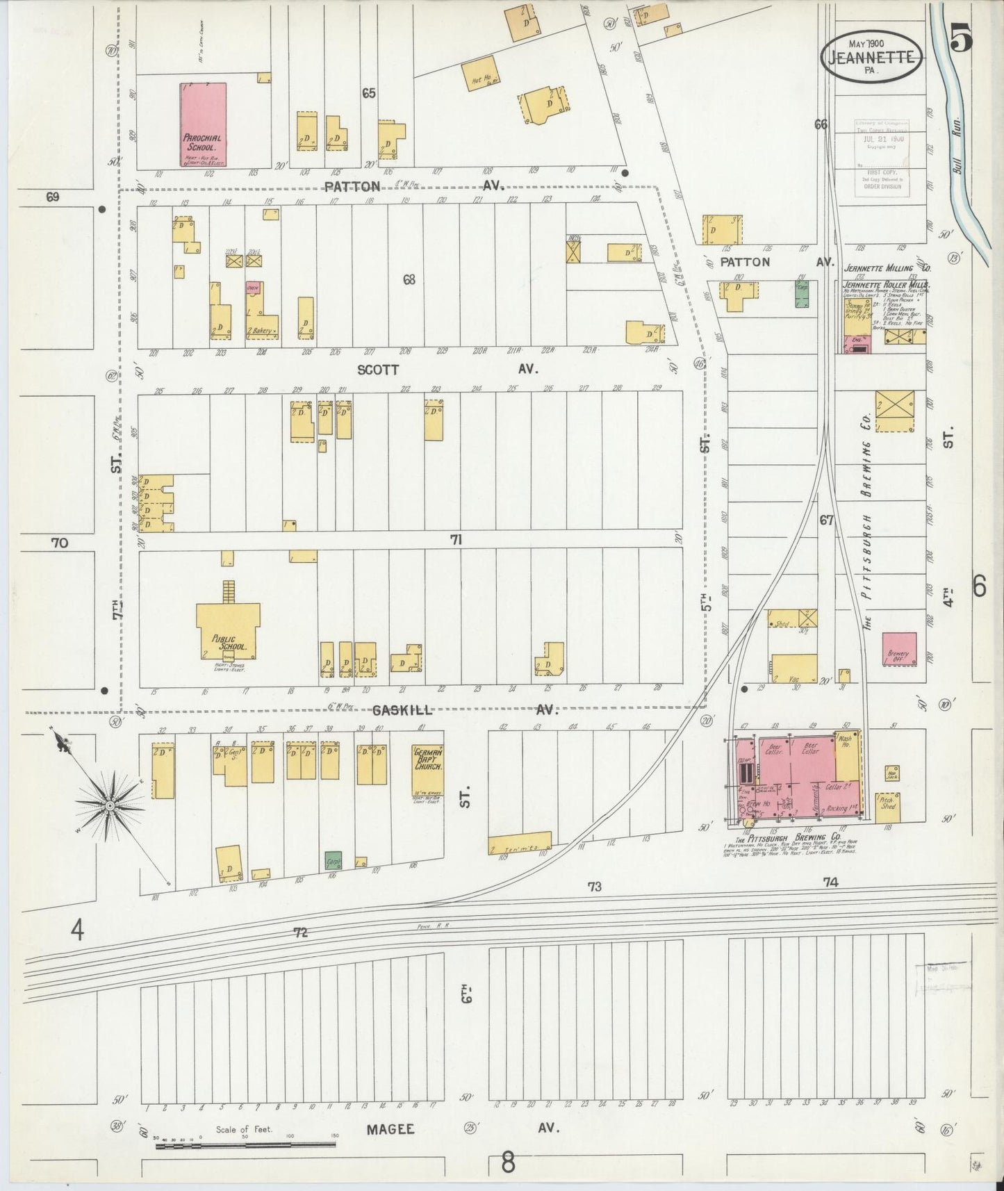 Sanborn Fire Insurance Map from Jeannette, Westmoreland County, Pennsylvania (1900), Sheet #0005 - Complete Map Set gallery image, historic Sanborn map, vintage wall art, Pennsylvania Pennsylvania