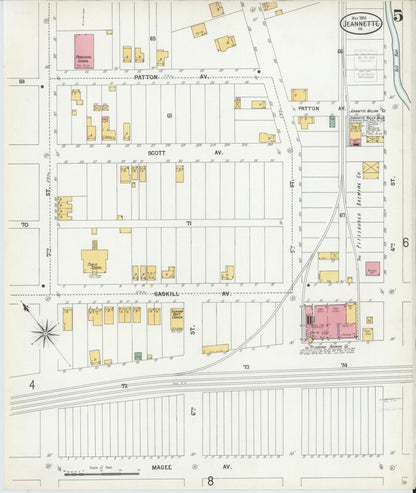 Sanborn Fire Insurance Map from Jeannette, Westmoreland County, Pennsylvania (1900), Sheet #0005 - Complete Map Set gallery image, historic Sanborn map, vintage wall art, Pennsylvania Pennsylvania