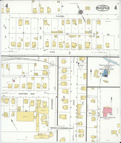 Sanborn Fire Insurance Map from Woodsfield, Monroe County, Ohio (1923), Sheet #0004 - Historic Sanborn Fire Insurance Map Print, vintage old map wall art, antique decor, genealogy gift, Ohio Ohio map