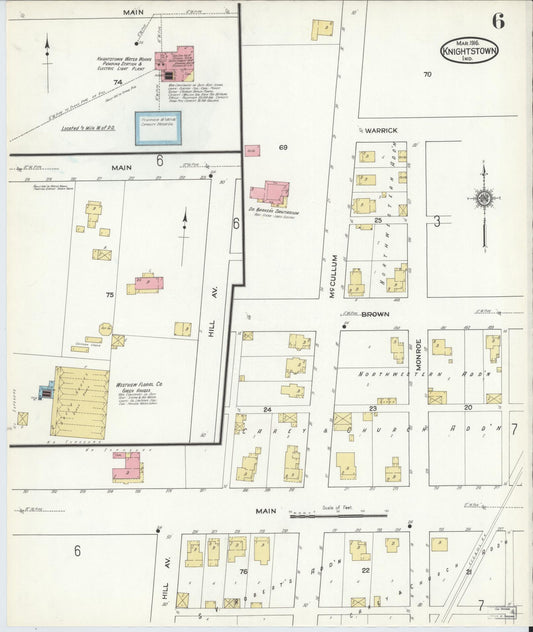Sanborn Fire Insurance Map from Knightstown, Henry County, Indiana (1916), Sheet #0006 - Historic Sanborn Fire Insurance Map Print, vintage old map wall art, antique decor, genealogy gift, Indiana Indiana map