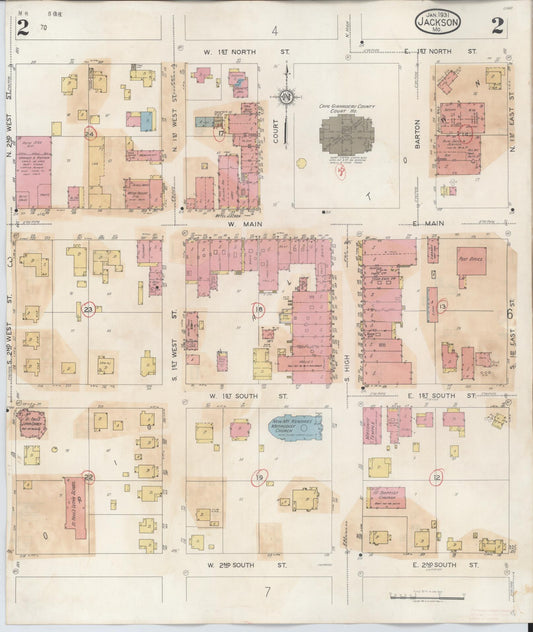 Sanborn Fire Insurance Map from Jackson, Cape Girardeau County, Missouri (1941), Sheet #0002 - Historic Sanborn Fire Insurance Map Print, vintage old map wall art, antique decor, genealogy gift, Missouri Missouri map