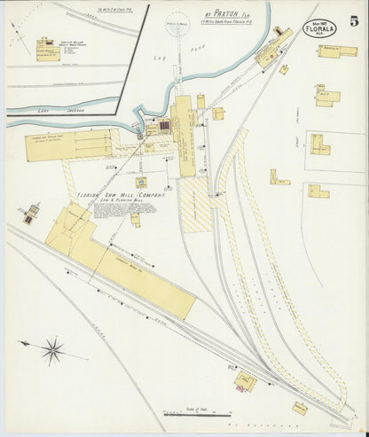 Sanborn Fire Insurance Map from Florala, Covington County, Alabama (1907), Sheet #0005 - Complete Map Set gallery image, historic Sanborn map, vintage wall art, Alabama Alabama