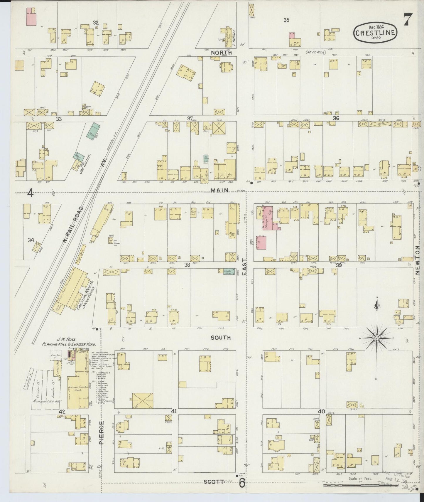 Sanborn Fire Insurance Map from Crestline, Crawford County, Ohio (1896), Sheet #0007 - Historic Sanborn Fire Insurance Map Print, vintage old map wall art, antique decor, genealogy gift, Ohio Ohio map