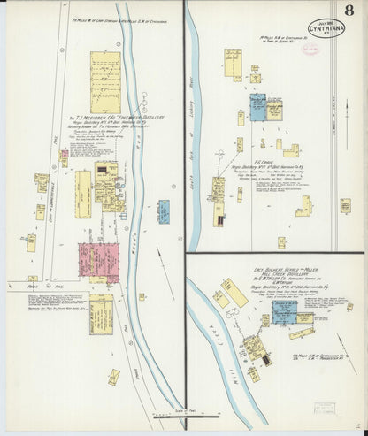 Sanborn Fire Insurance Map from Cynthiana, Harrison County, Kentucky (1897), Sheet #0008 - Complete Map Set gallery image, historic Sanborn map, vintage wall art, Kentucky Kentucky