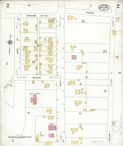 Sanborn Fire Insurance Map from Irvine, Estill County, Kentucky (1923), Sheet #0002 - Complete Map Set gallery image, historic Sanborn map, vintage wall art, Kentucky Kentucky