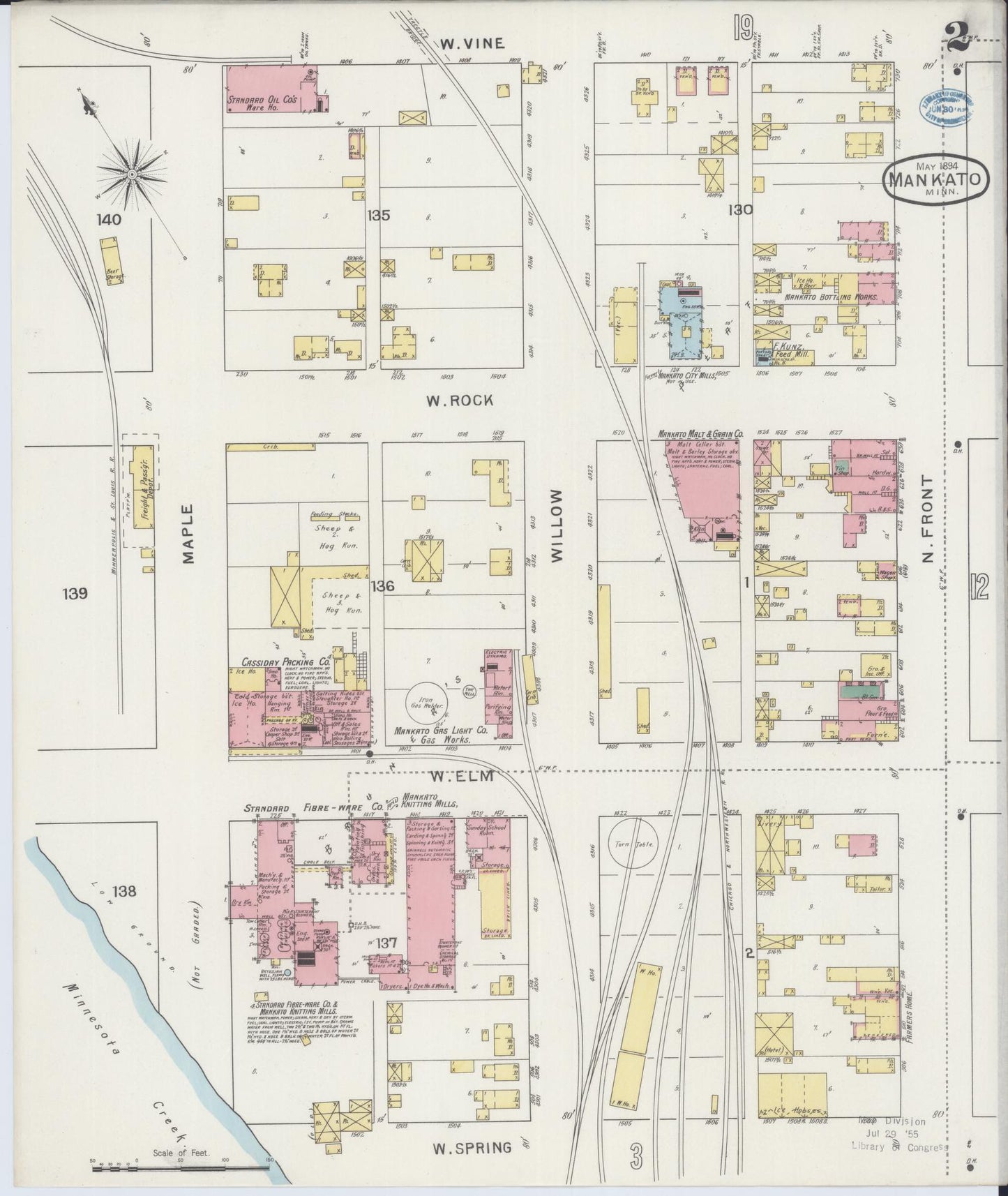 Sanborn Fire Insurance Map from Mankato, Blue Earth County, Minnesota (1894), Sheet #0002 - Complete Map Set gallery image, historic Sanborn map, vintage wall art, Minnesota Minnesota