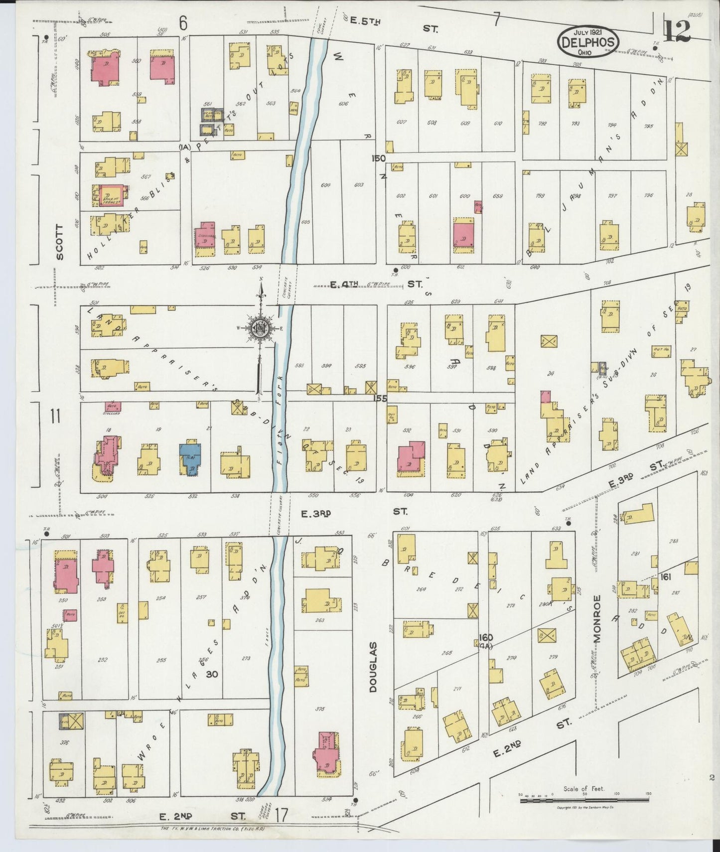 Sanborn Fire Insurance Map from Delphos, Van Wert And Allen Counties, Ohio (1921), Sheet #0012 - Complete Map Set gallery image, historic Sanborn map, vintage wall art, Ohio Ohio