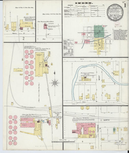 Sanborn Fire Insurance Map from East Palestine, Columbiana County, Ohio (1896), Sheet #0001 - Historic Sanborn Fire Insurance Map Print, vintage old map wall art, antique decor, genealogy gift, Ohio Ohio map