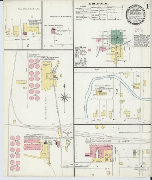 Sanborn Fire Insurance Map from East Palestine, Columbiana County, Ohio (1896), Sheet #0001 - Historic Sanborn Fire Insurance Map Print, vintage old map wall art, antique decor, genealogy gift, Ohio Ohio map