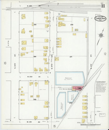 Sanborn Fire Insurance Map from Corsicana, Navarro County, Texas (1921), Sheet #0011 - Complete Map Set gallery image, historic Sanborn map, vintage wall art, Texas Texas