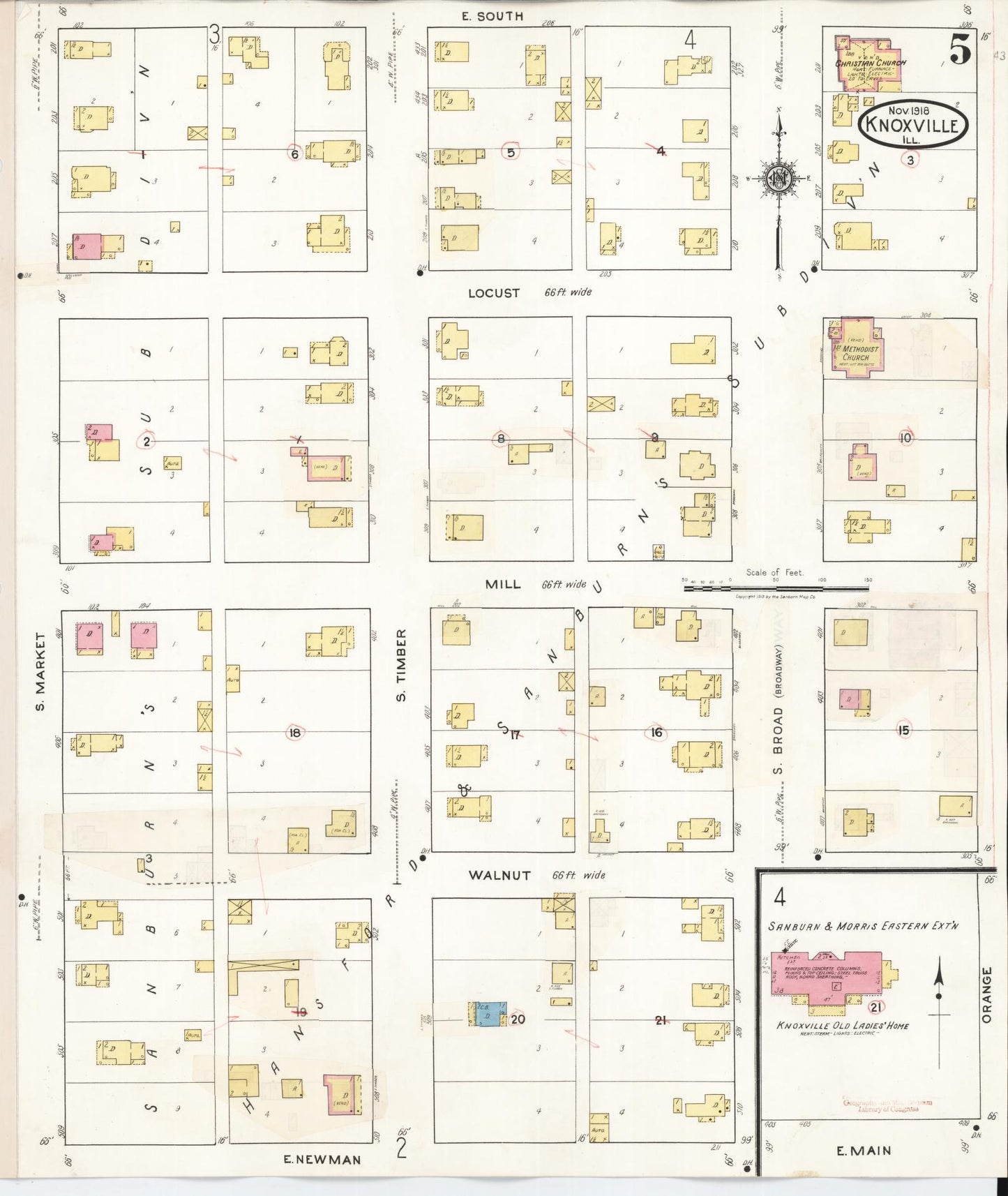 Sanborn Fire Insurance Map from Knoxville, Knox County, Illinois (1944), Sheet #0005 - Complete Map Set gallery image, historic Sanborn map, vintage wall art, Illinois Illinois