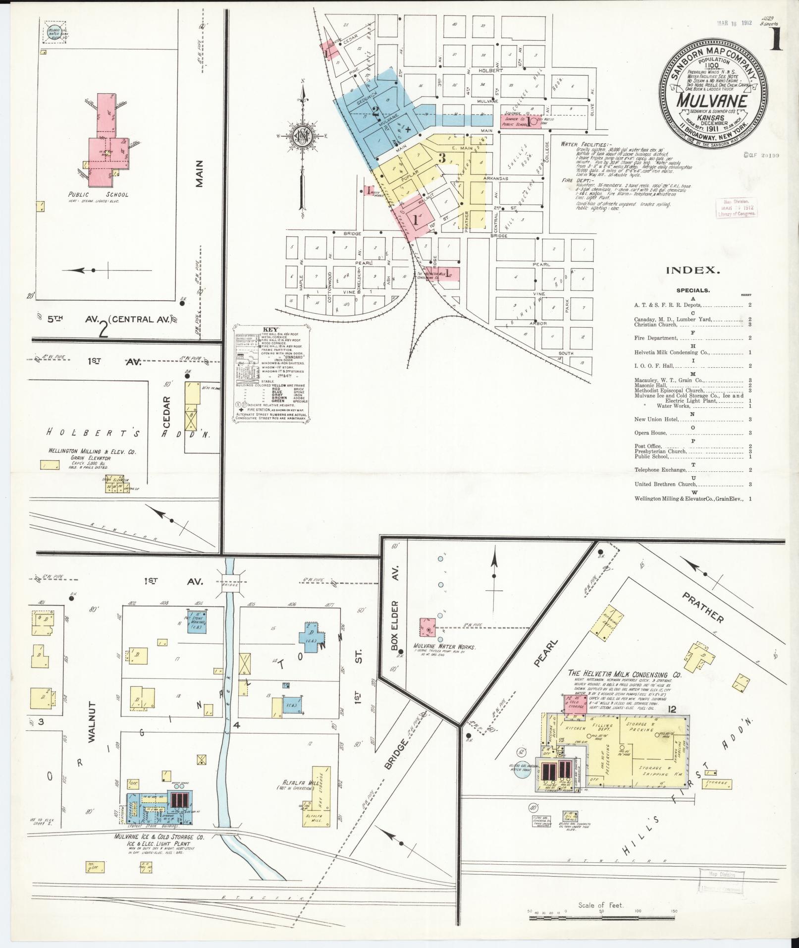 Sanborn Fire Insurance Map from Mulvane, Sumner and Sedgwick Counties, Kansas. (1911) – Historic Sanborn Fire Insurance Map Print