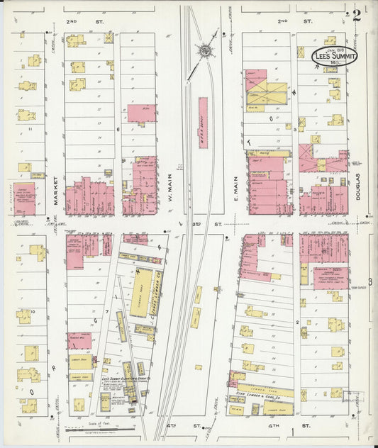 Sanborn Fire Insurance Map from Lee's Summit, Jackson County, Missouri (1918), Sheet #0002 - Historic Sanborn Fire Insurance Map Print, vintage old map wall art, antique decor, genealogy gift, Missouri Missouri map