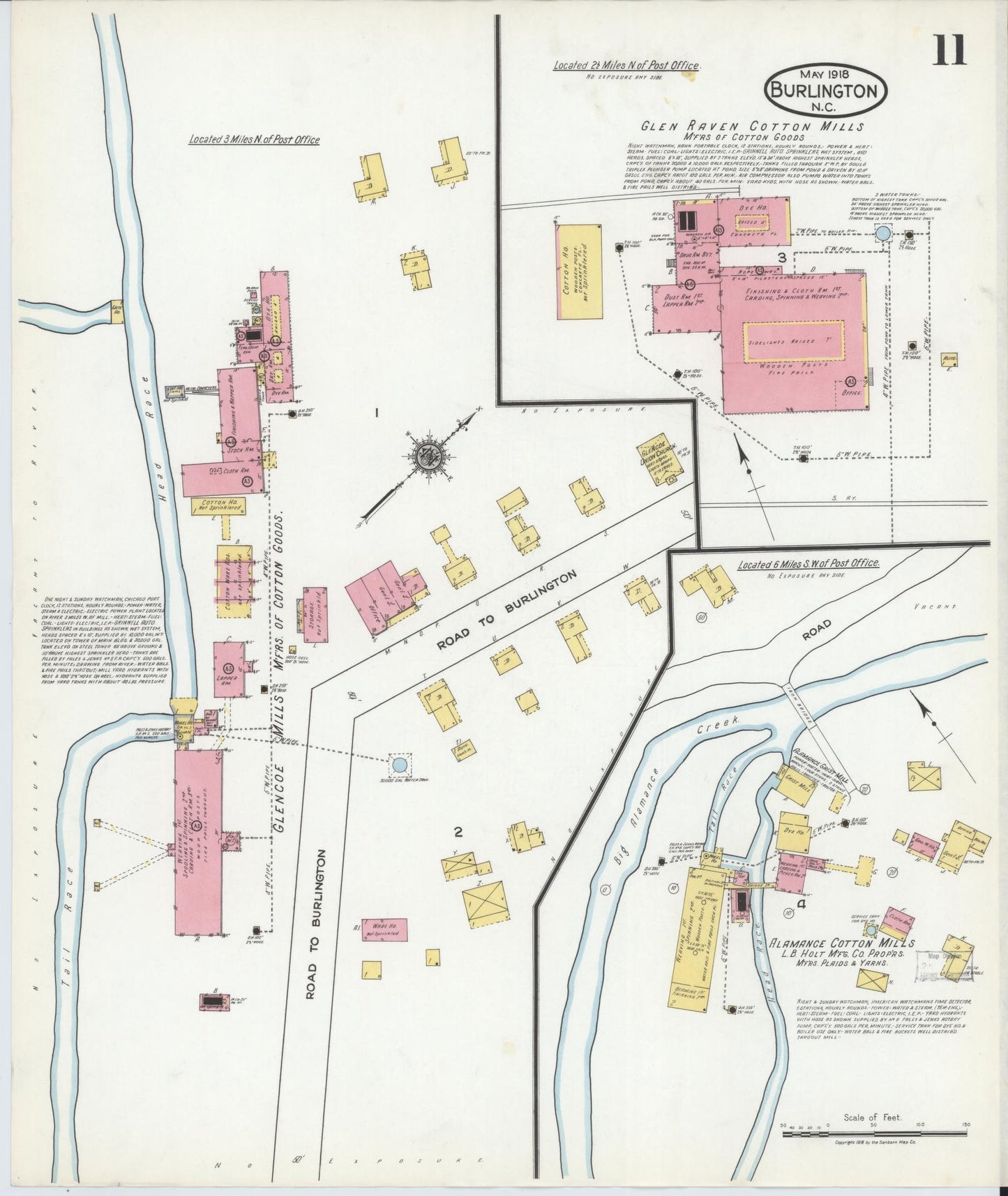 Sanborn Fire Insurance Map from Burlington, Alamance County, North Carolina (1918), Sheet #0011 - Complete Map Set gallery image, historic Sanborn map, vintage wall art, North Carolina North Carolina