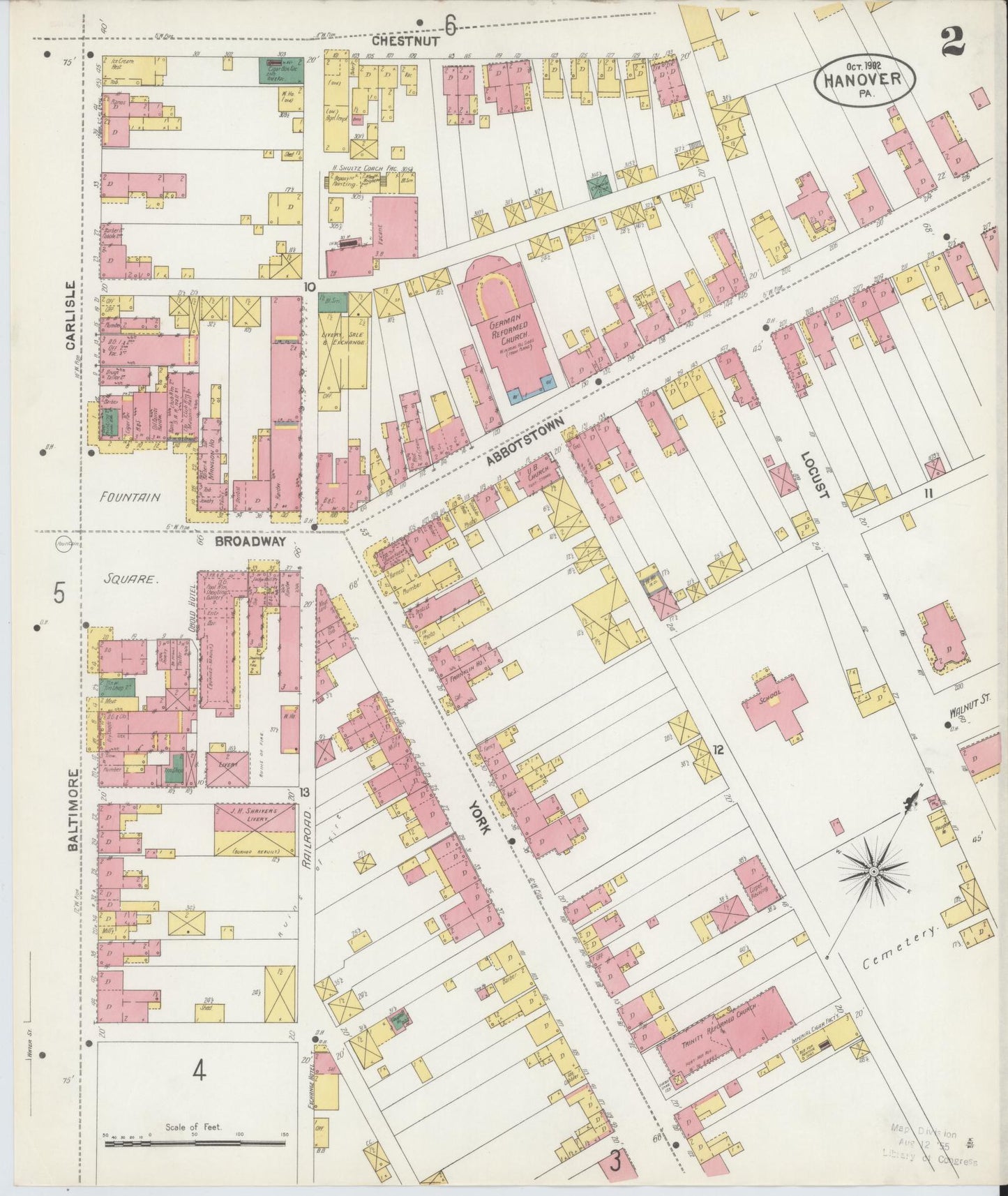 Sanborn Fire Insurance Map from Hanover, York County, Pennsylvania (1902), Sheet #0002 - Historic Sanborn Fire Insurance Map Print, vintage old map wall art, antique decor, genealogy gift, Pennsylvania Pennsylvania map