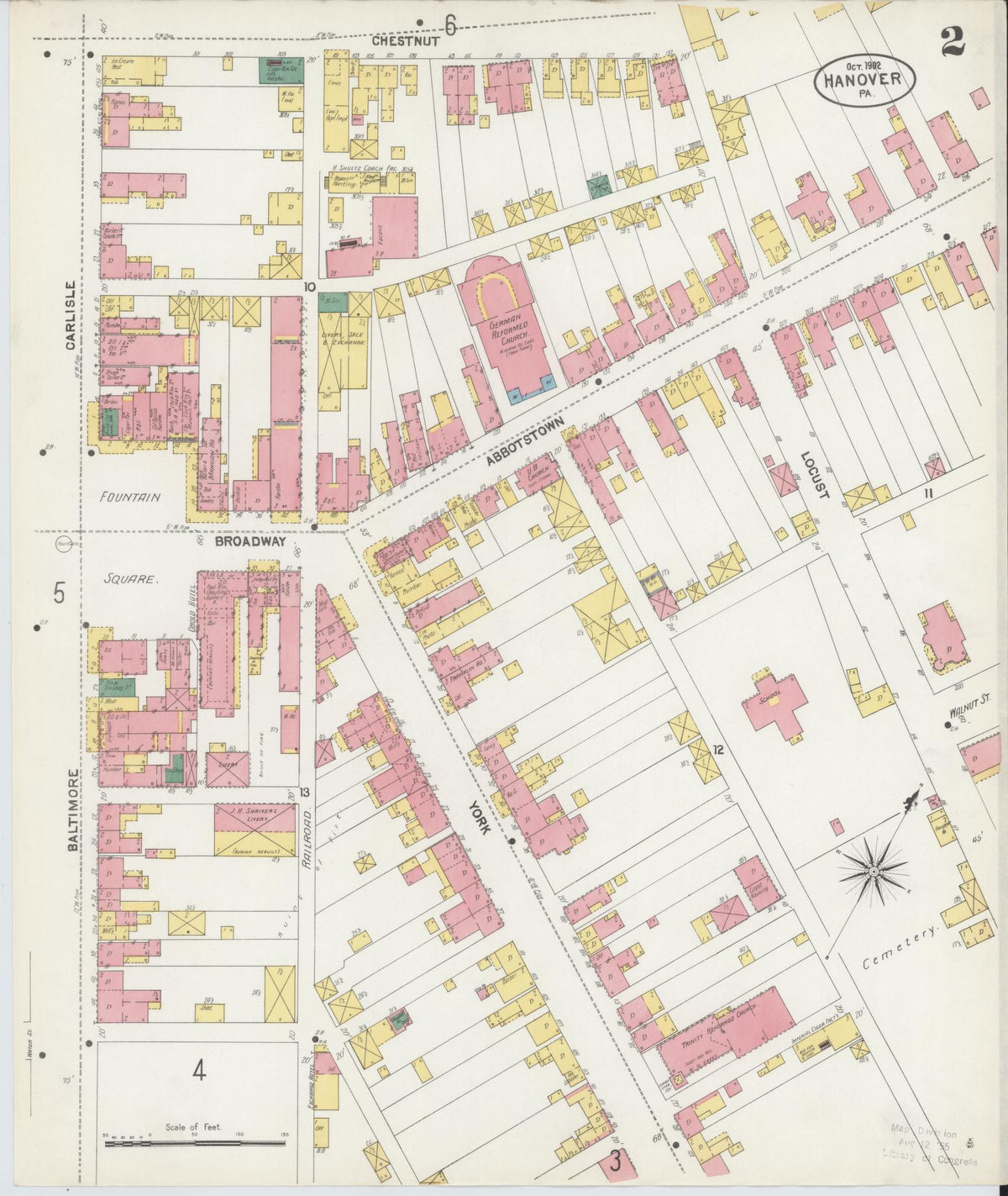 Sanborn Fire Insurance Map from Hanover, York County, Pennsylvania (1902), Sheet #0002 - Historic Sanborn Fire Insurance Map Print, vintage old map wall art, antique decor, genealogy gift, Pennsylvania Pennsylvania map