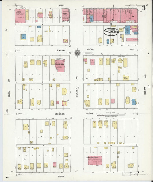 Sanborn Fire Insurance Map from Fort Morgan, Morgan County, Colorado (1920), Sheet #0003 - Historic Sanborn Fire Insurance Map Print, vintage old map wall art, antique decor, genealogy gift, Colorado Colorado map