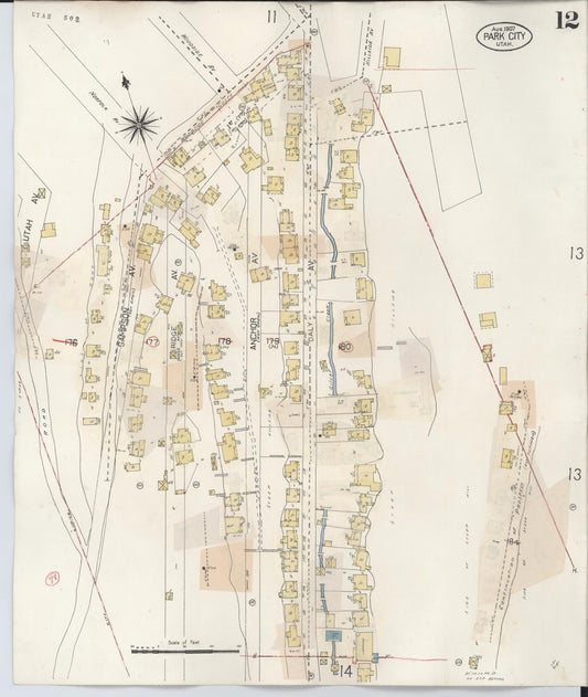 Sanborn Fire Insurance Map from Park City, Summit County, Utah (1940), Sheet #0012 - Historic Sanborn Fire Insurance Map Print, vintage old map wall art, antique decor, genealogy gift, Utah Utah map
