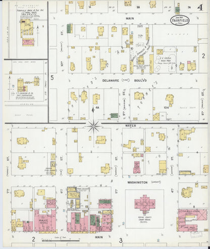 Sanborn Fire Insurance Map from Fairfield, Wayne County, Illinois (1901), Sheet #0004 - Complete Map Set gallery image, historic Sanborn map, vintage wall art, Illinois Illinois