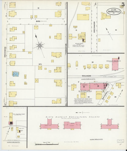 Sanborn Fire Insurance Map from Barnesville, Lamar County, Georgia (1908), Sheet #0005 - Complete Map Set gallery image, historic Sanborn map, vintage wall art, Georgia Georgia