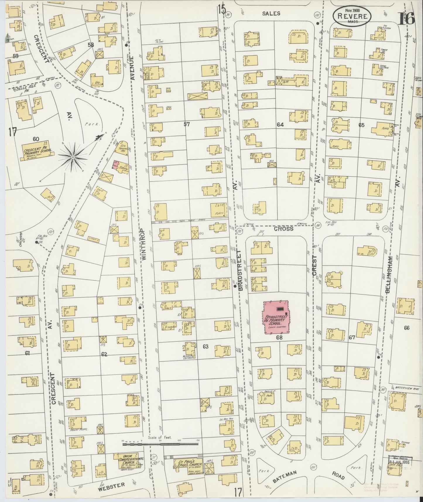 Sanborn Fire Insurance Map from Revere, Suffolk County, Massachusetts (1900), Sheet #0016 - Complete Map Set gallery image, historic Sanborn map, vintage wall art, Massachusetts Massachusetts