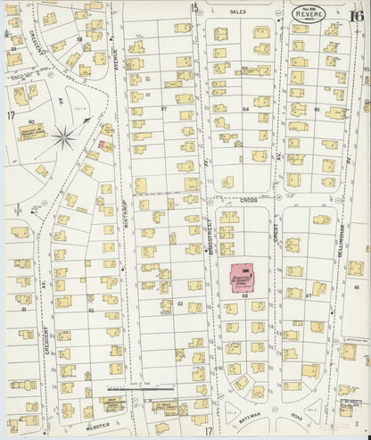 Sanborn Fire Insurance Map from Revere, Suffolk County, Massachusetts (1900), Sheet #0016 - Complete Map Set gallery image, historic Sanborn map, vintage wall art, Massachusetts Massachusetts