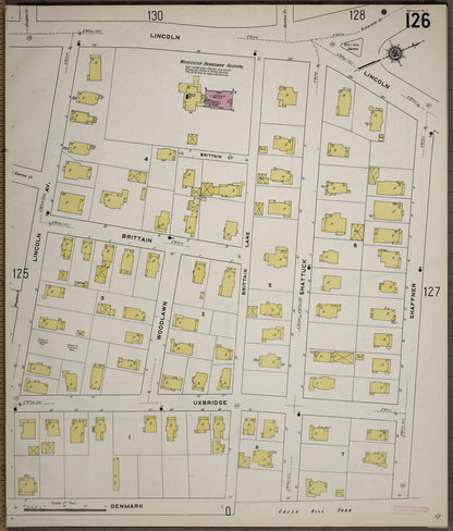Sanborn Fire Insurance Map from Worcester, Worcester County, Massachusetts (1910), Sheet #0126 - Complete Map Set gallery image, historic Sanborn map, vintage wall art, Massachusetts Massachusetts