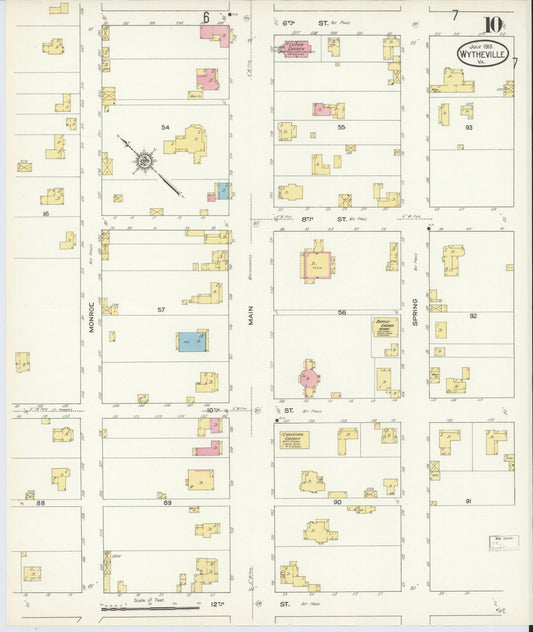 Sanborn Fire Insurance Map from Wytheville, Wythe County, Virginia (1913), Sheet #0010 - Historic Sanborn Fire Insurance Map Print, vintage old map wall art, antique decor, genealogy gift, Virginia Virginia map
