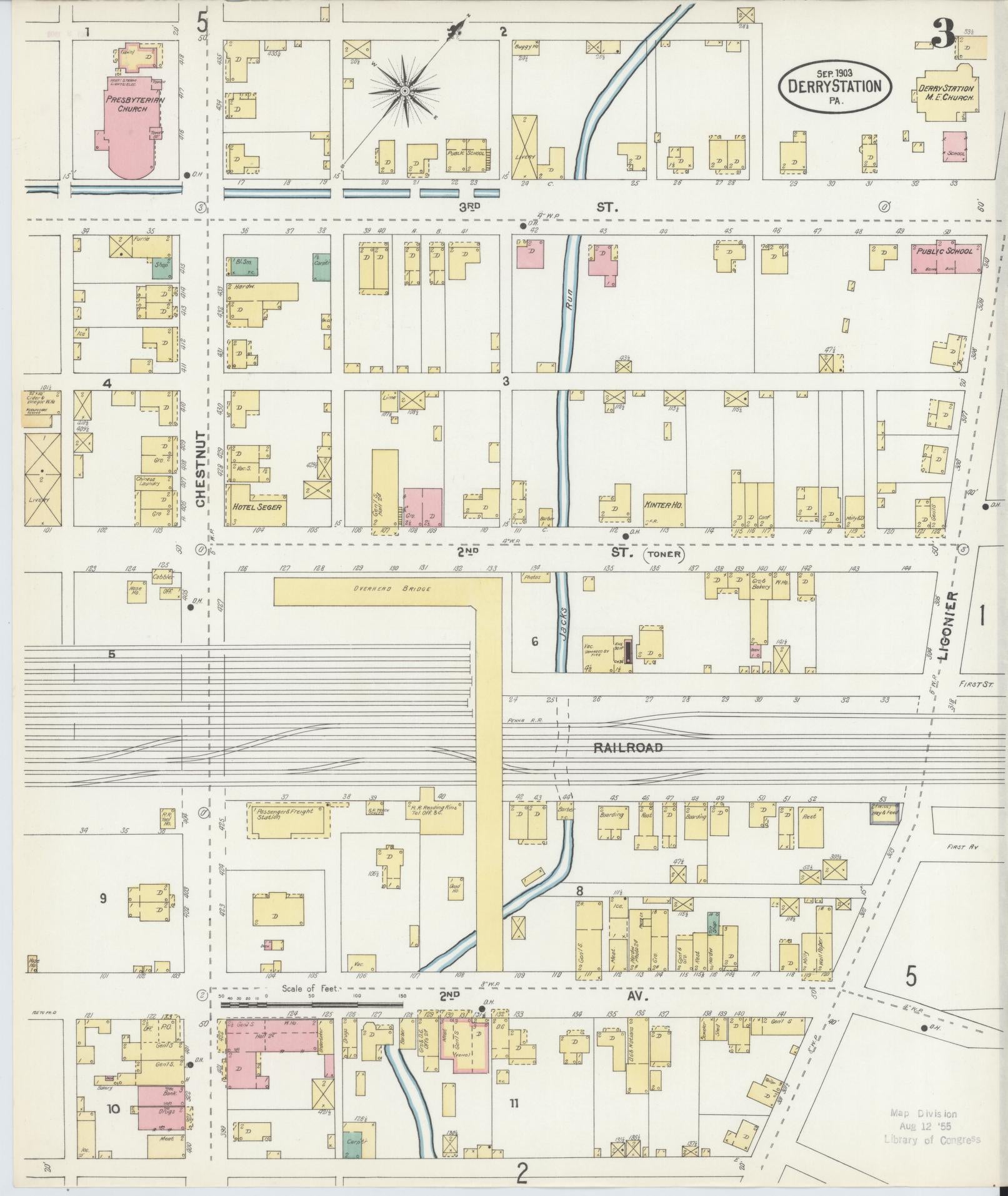 Sanborn Fire Insurance Map from Derry, Westmoreland County, Pennsylvania (1903), Sheet #0003 - Historic Sanborn Fire Insurance Map Print, vintage old map wall art, antique decor, genealogy gift, Pennsylvania Pennsylvania map