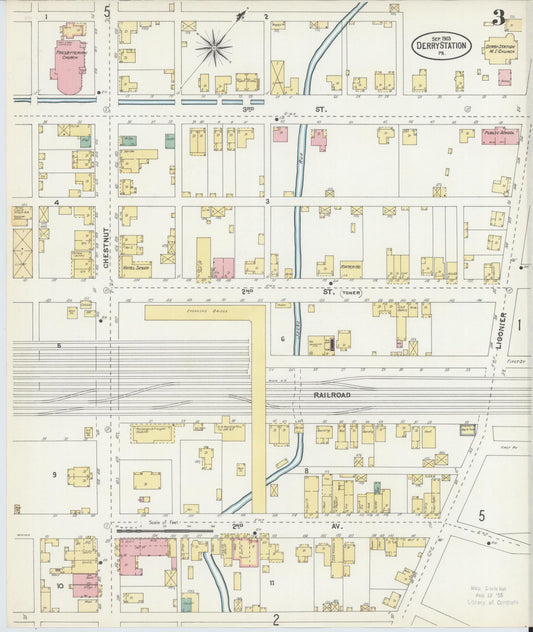 Sanborn Fire Insurance Map from Derry, Westmoreland County, Pennsylvania (1903), Sheet #0003 - Historic Sanborn Fire Insurance Map Print, vintage old map wall art, antique decor, genealogy gift, Pennsylvania Pennsylvania map